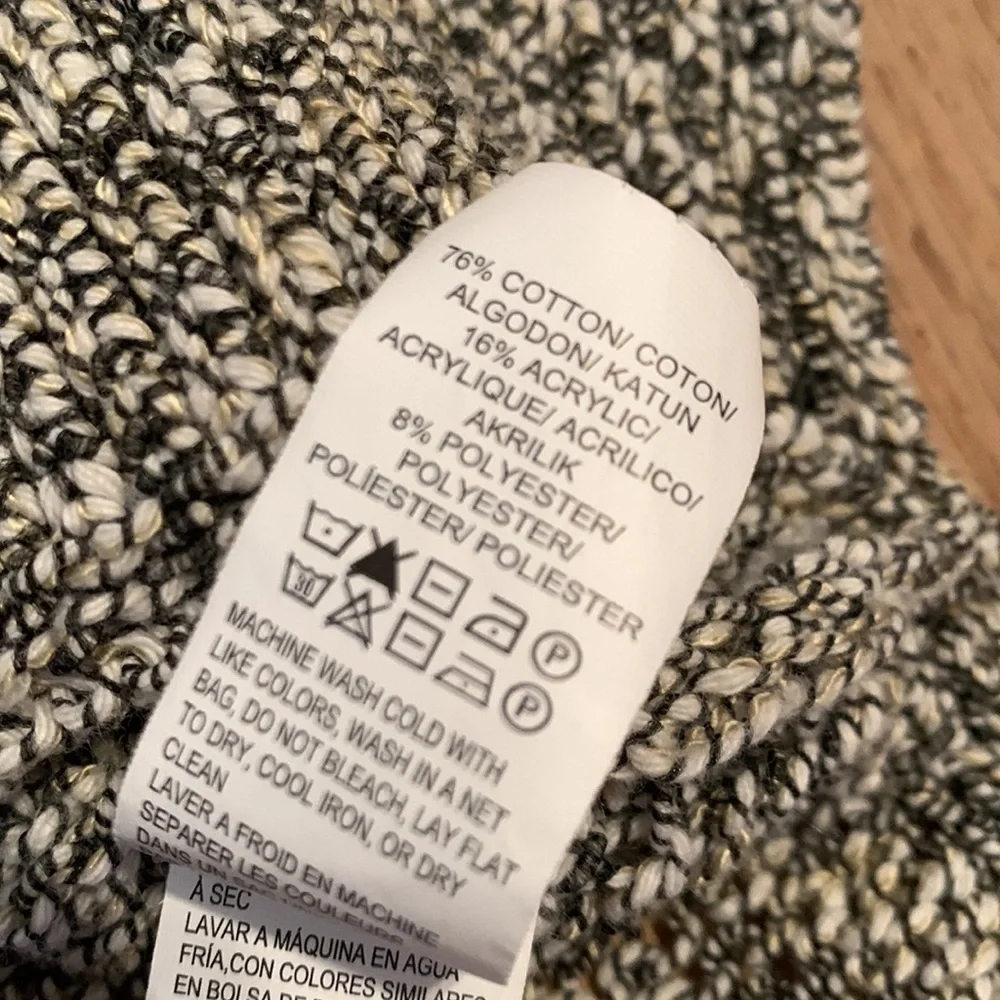 LUCKY Brand Loose Knit 3/4 Sleeve Pullover Sweater Cream and Brown Women’s M